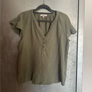 Madewell Green Relaxed Polo Blouse